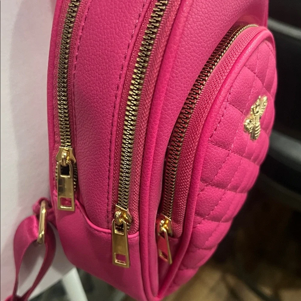 Pink Quilted Vegan Sling Bag - Picture 3 of 9